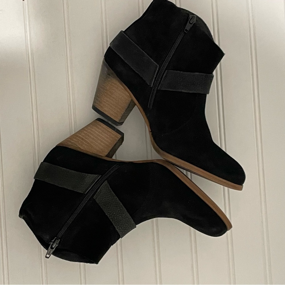 Firth Black suede ankle harness strap booties 625 - Picture 9 of 11
